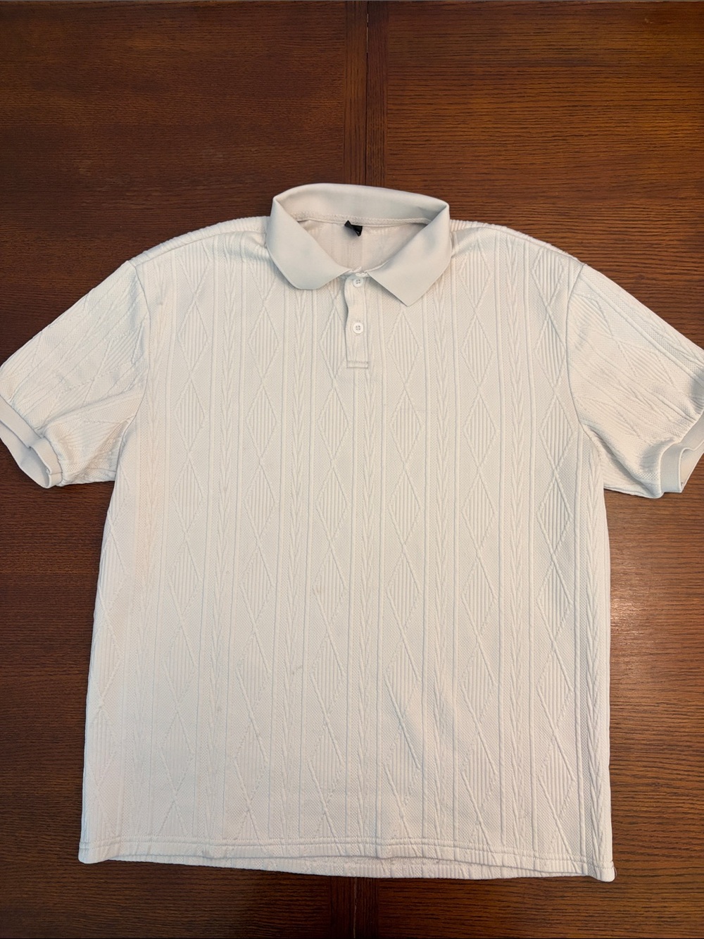 Classic White Textured Men’s Polo Shirt